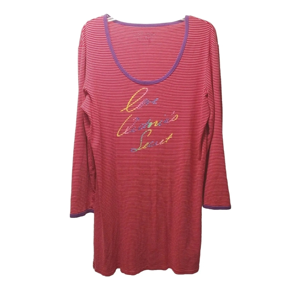 Victoria Secret Sleepwear Red Striped Shirt Rainbow Love Victoria Secret Sz Med